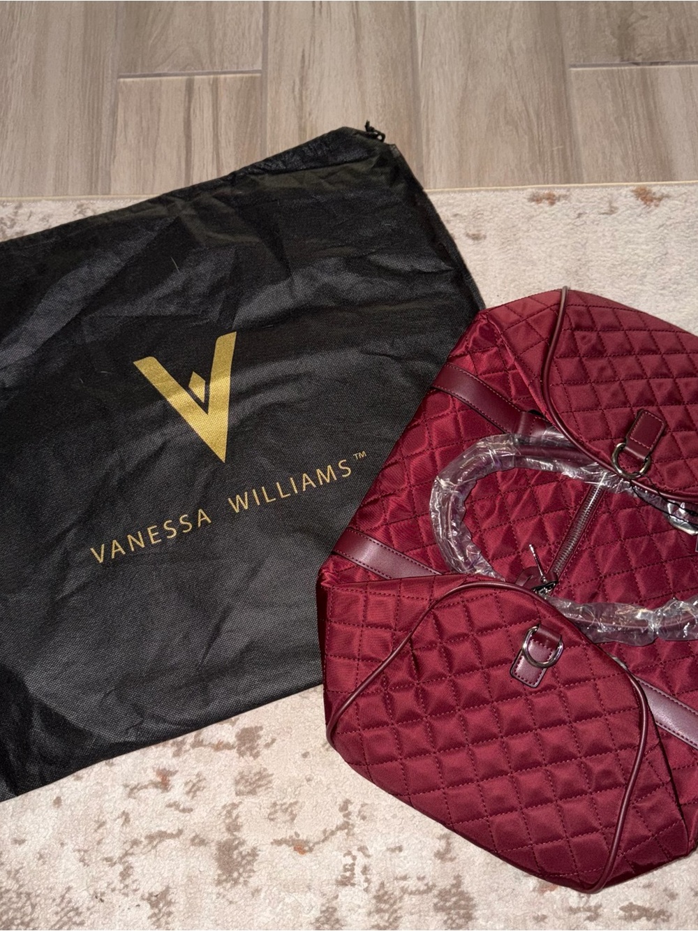 Vanessa Williams Quilted Travel Duffel Bag - Wine